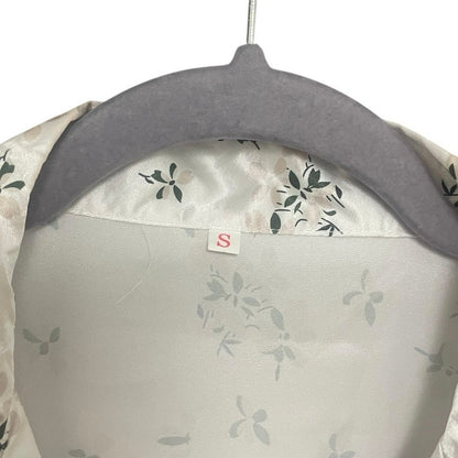 Silky Cream Floral Button Down Pajama Top & Mini Shorts Matching Set