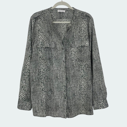 Calvin Klein Grey Snakeskin Button Down Blouse