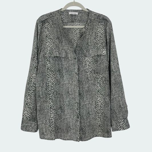 Calvin Klein Grey Snakeskin Button Down Blouse