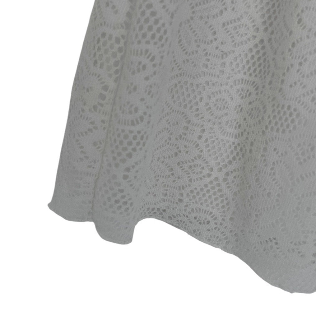 Delia's Sheer White Lace 3/4 Sleeve A-Line Mini Dress