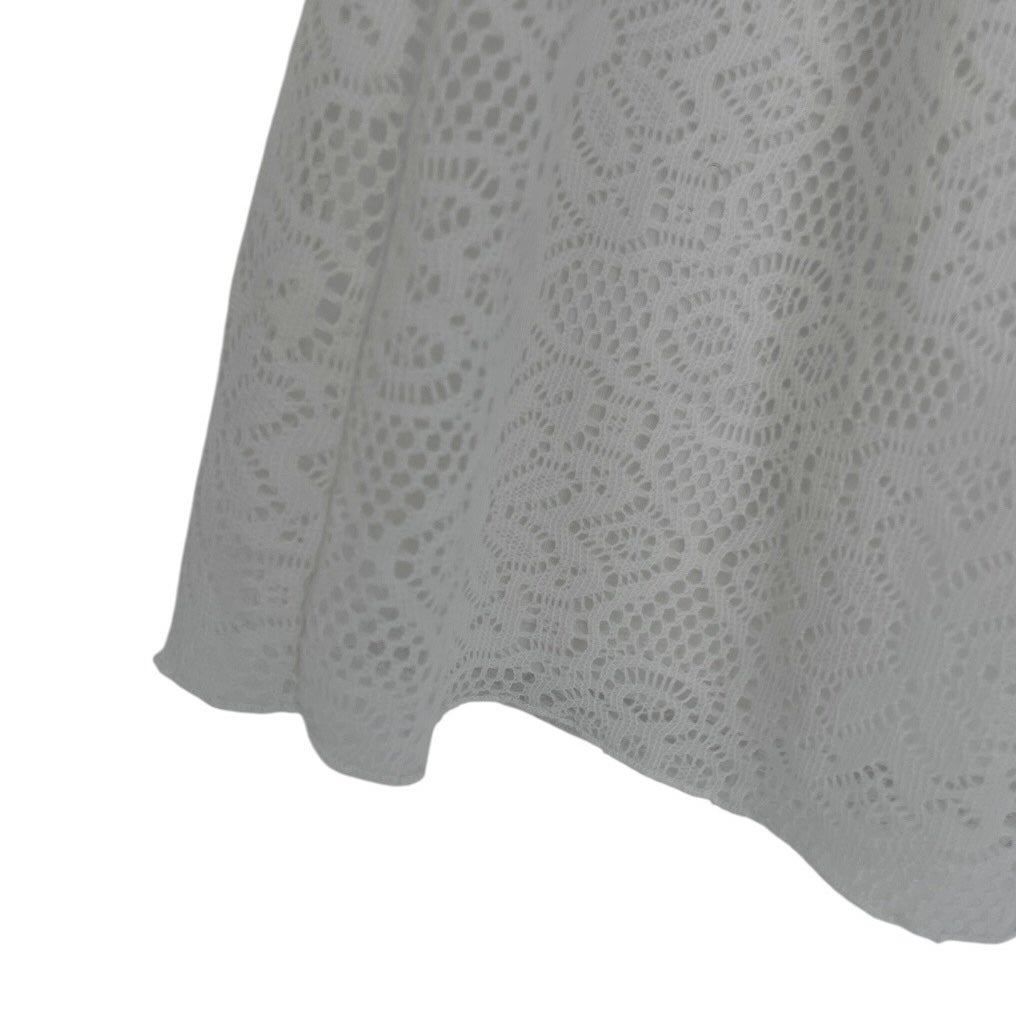 Delia's Sheer White Lace 3/4 Sleeve A-Line Mini Dress