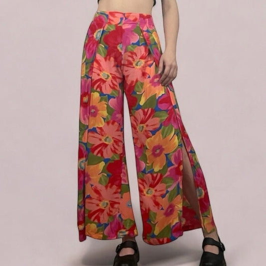 Billabong Vibrant Floral Loose Pants with Front Leg Slits