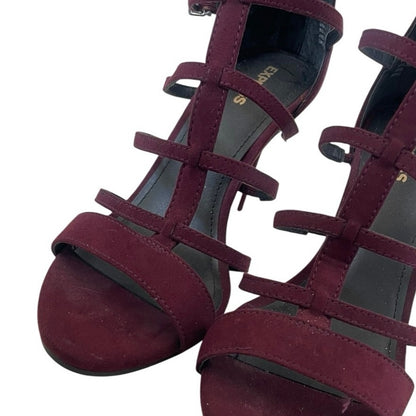 Express Burgundy Faux Suede Strappy Cage Stiletto Heels