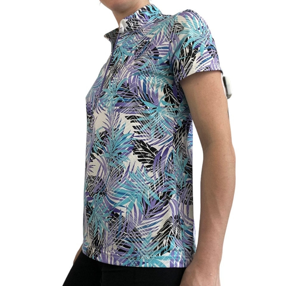 Sport Haley Tropical Print Athletic Short Sleeve Quarter Zip Golf Top