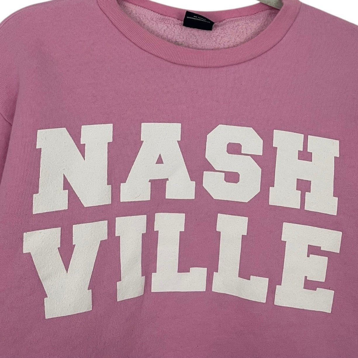 Spirit Pink & White Nashville Graphic Cropped Crewneck Sweatshirt