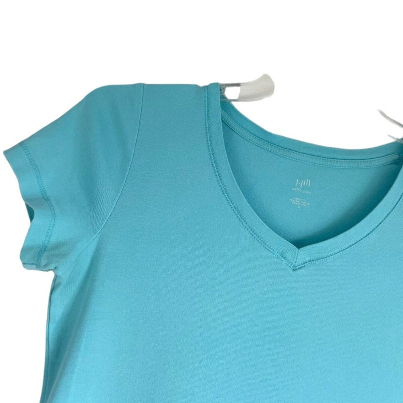 J. Jill Light Blue Perfect Pima Cotton Short Sleeve V-Neck Tee