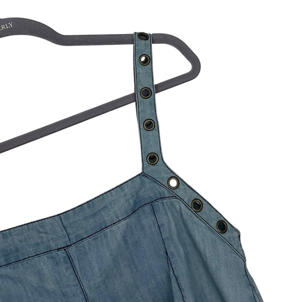 Free People Denim Grommet Babydoll Tank Top