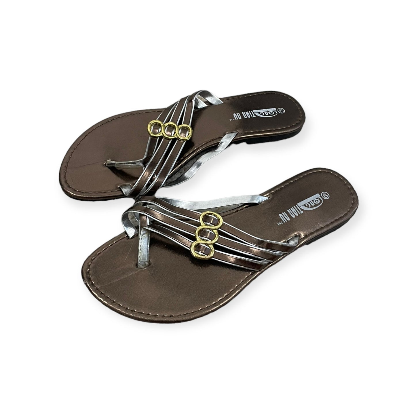 Long Tian Nu Gold and Silver Strappy Sandals