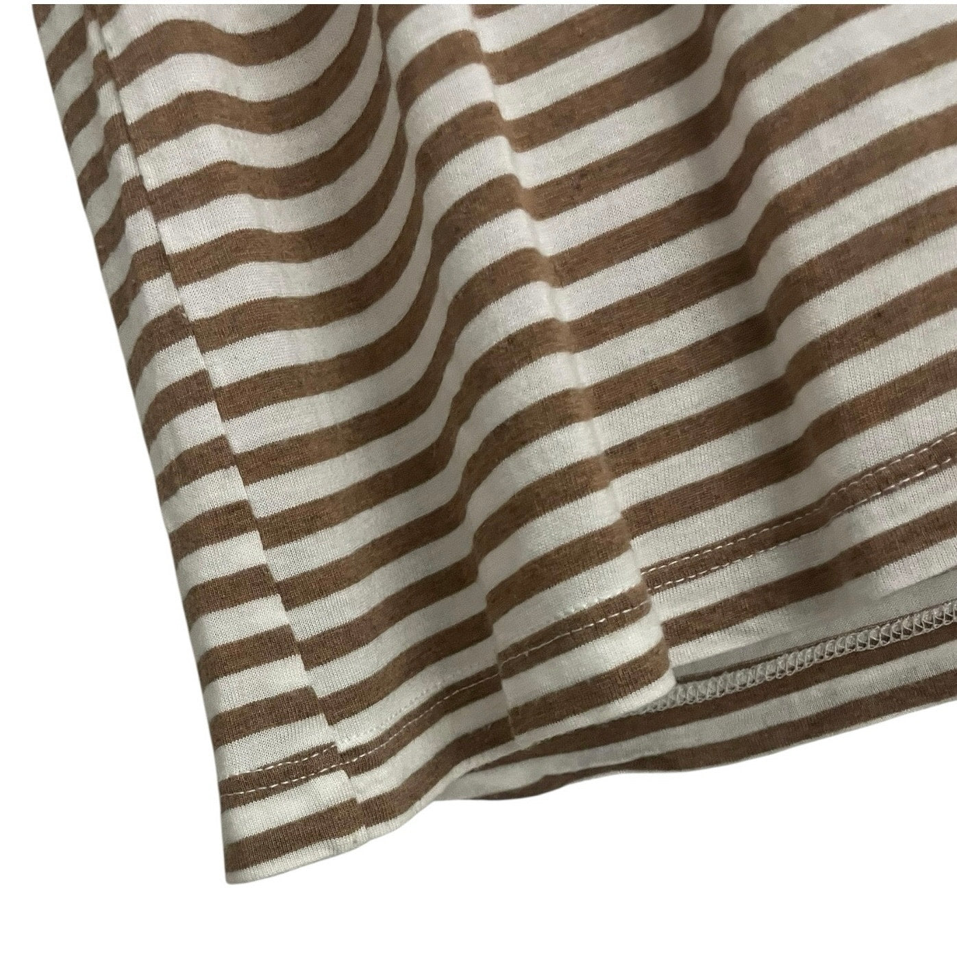 Monrow Brown & White Striped Tank Top