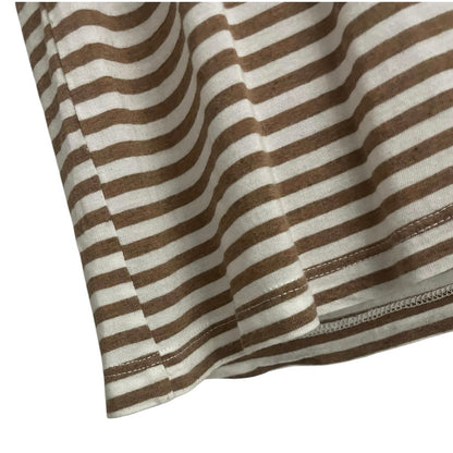 Monrow Brown & White Striped Tank Top