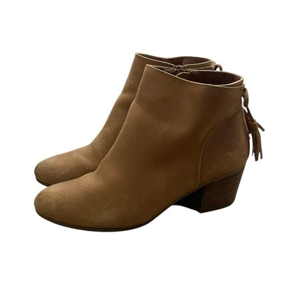 Crown Vintage Tan Genuine Leather Western Bow Heeled Ankle Boots