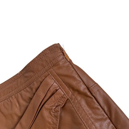 Free People Brown Faux Leather Wrap Mini Skirt