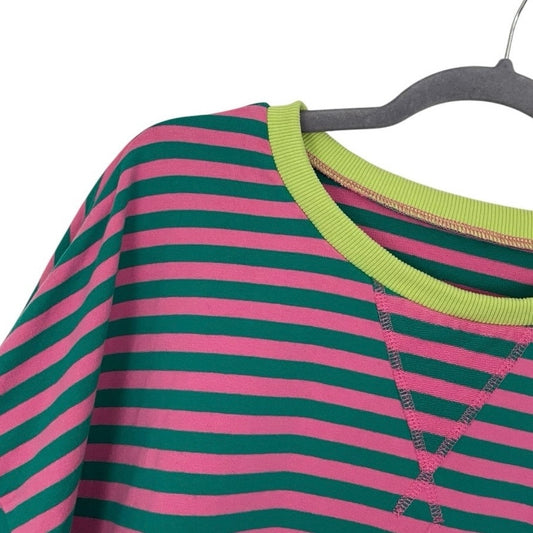 Vibrant Pink & Green Striped Sweatshirt