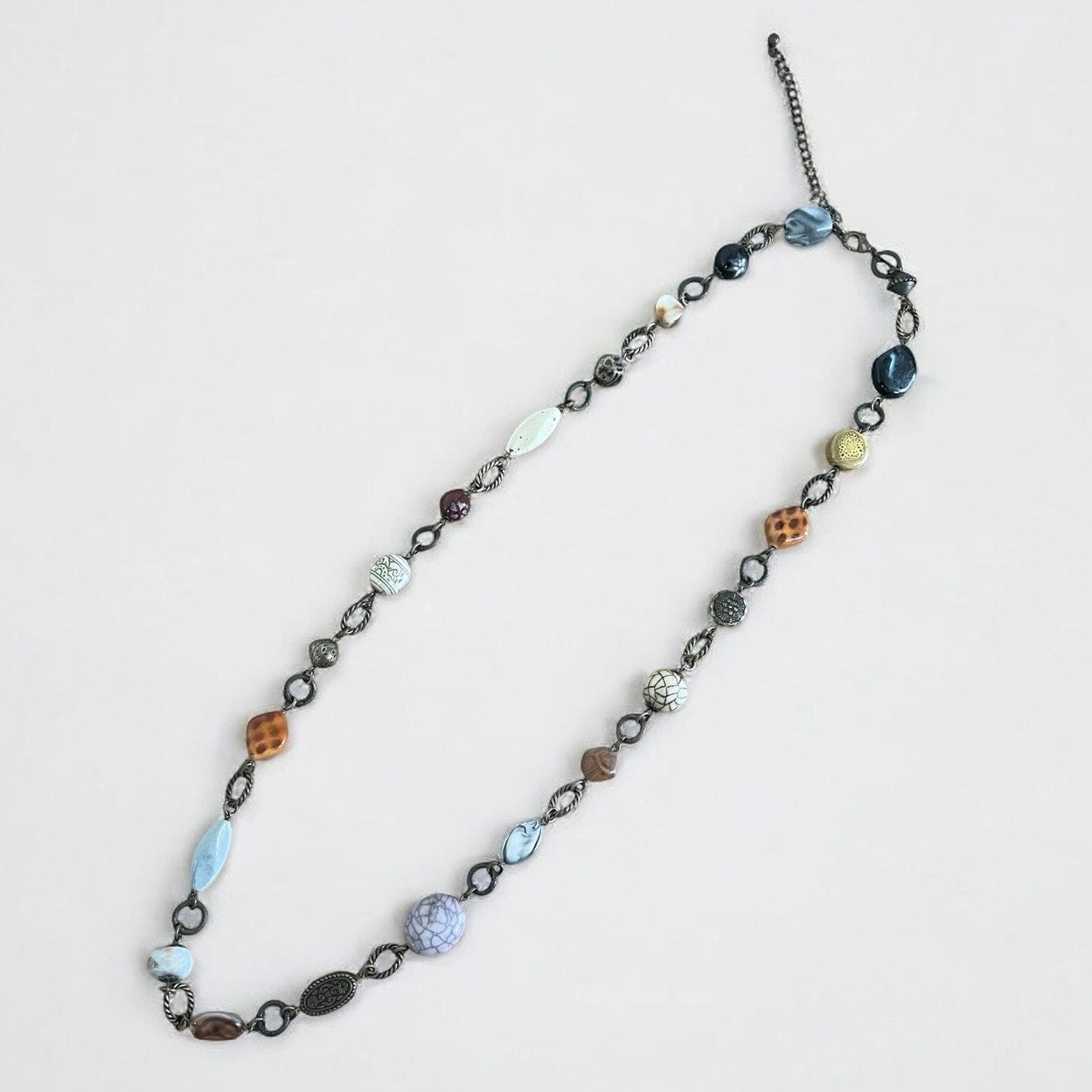 Vintage Colorful Stone & Ornament Pendant Necklace
