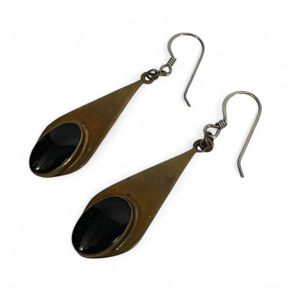 Vintage Gold & Black Pendant Earrings
