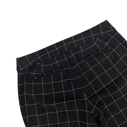 LOFT Julie Dark Grey & Pink Grid Check Plaid Trousers