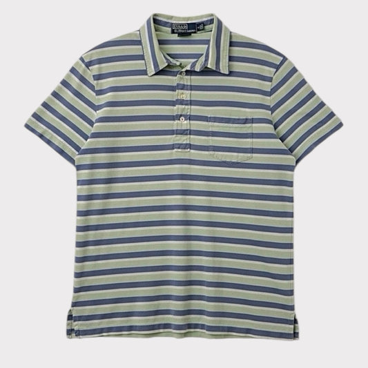Polo by Ralph Lauren Custom Fit Mens Green & Blue Striped Short Sleeve Polo
