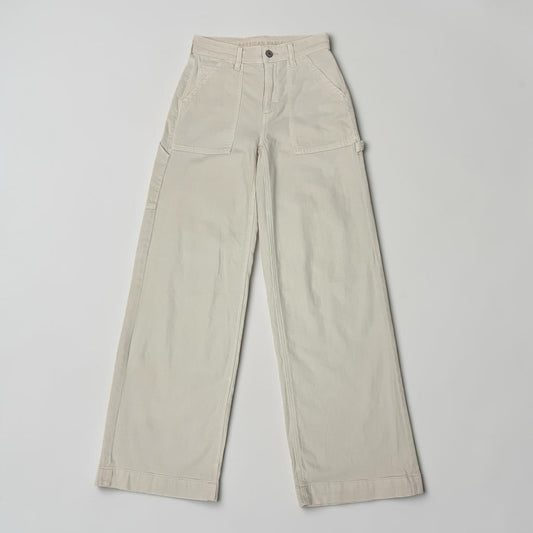 American Eagle Cream Stretch Super High Rise Baggy Wide Leg Pants