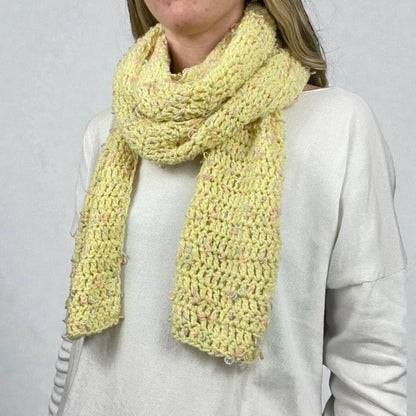 Soft Yellow Pastel Knit Long Scarf