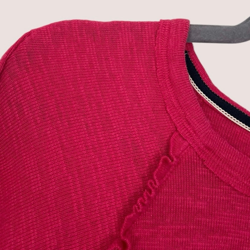 Pilcro Pink Ruffle Seam Knit Long Sleeve Top