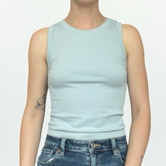 Light Blue Ribbed Tank Top