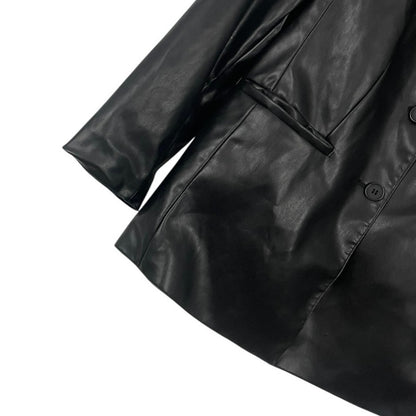 Divided by H&M Black Faux Leather Button Down Jacket