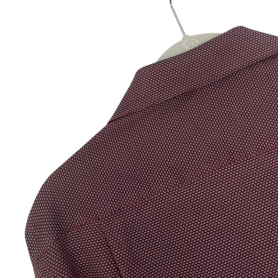 Kenneth Cole Mens Red Polka Dot Slim Fit Button Down Dress Shirt