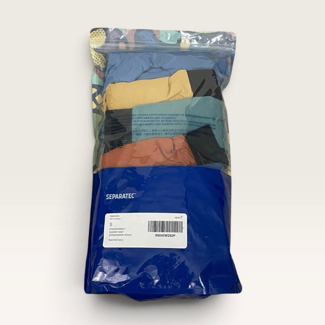 NWT Separatec Mens Assorted Colors Silk Touch Boxer Briefs 7 Pack