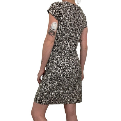 The Limited Black & Cream Polka Dot Wrap V-Neck Short Sleeve Mini Dress