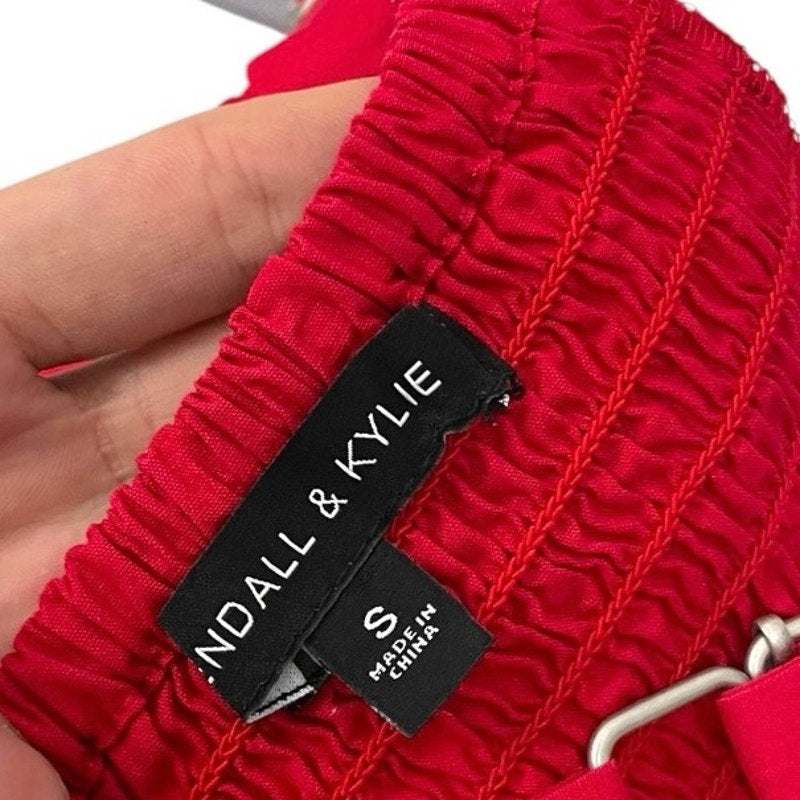 Kendall & Kylie Red Cropped Button Down Tank Top
