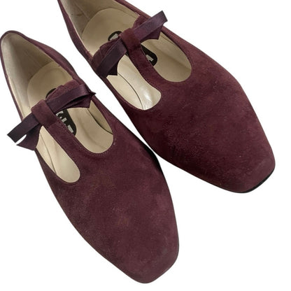 KIKIT Vintage Beauregard 2 Chianti Suede Leather Brown Bow Heels
