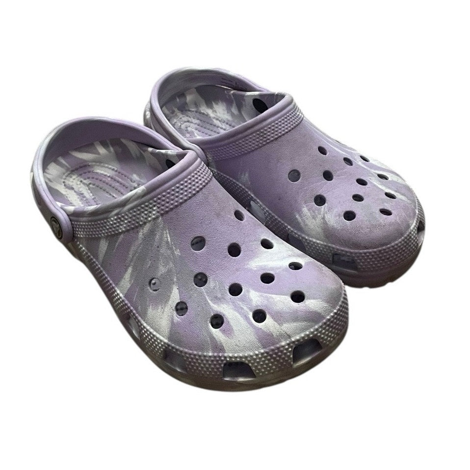 Purple & White Tie Dye Crocs Classic Clog