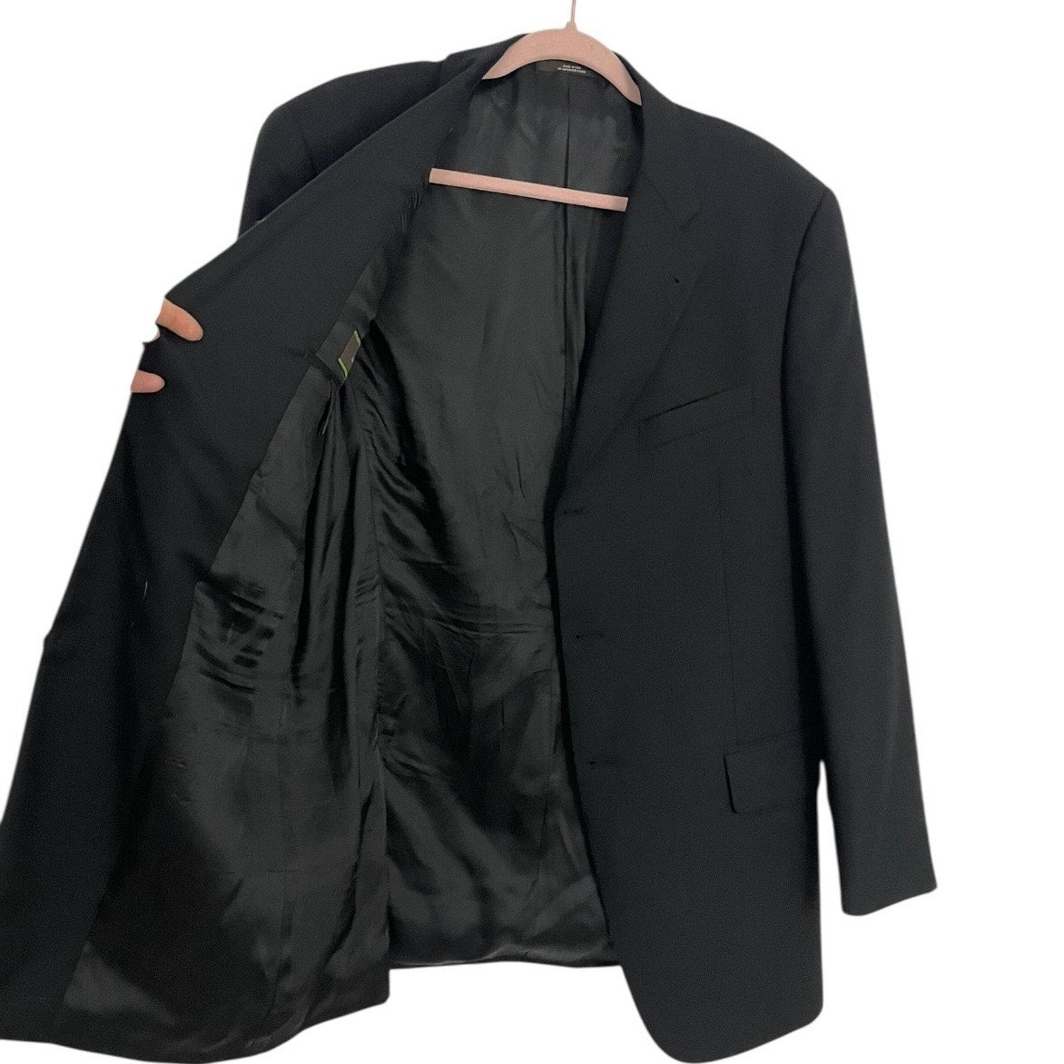 Joseph Abboud Vintage Mens Black Three Button Down Wool Blazer Suit Coat