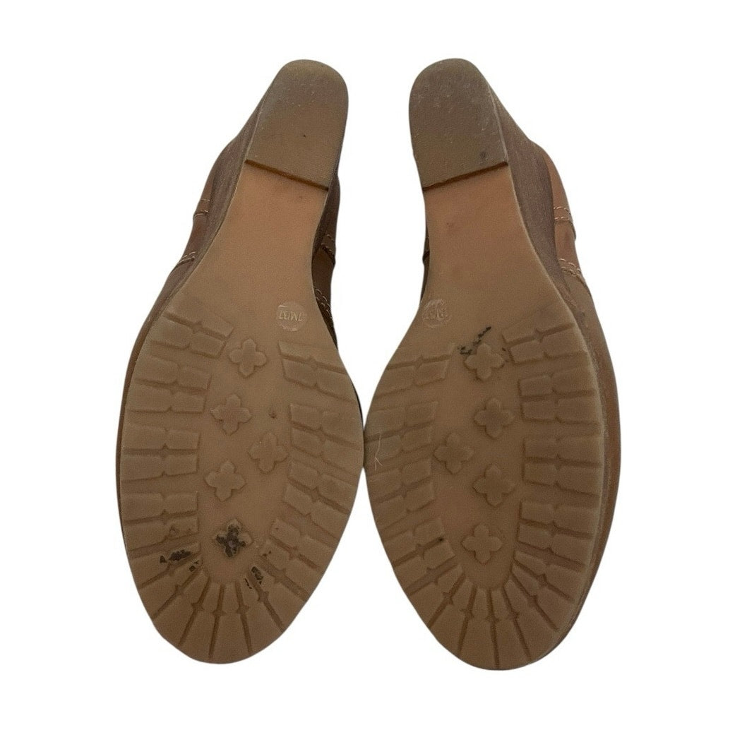 Lucky Brand Brown Leather Wedge Heeled Lace Up Ankle Booties
