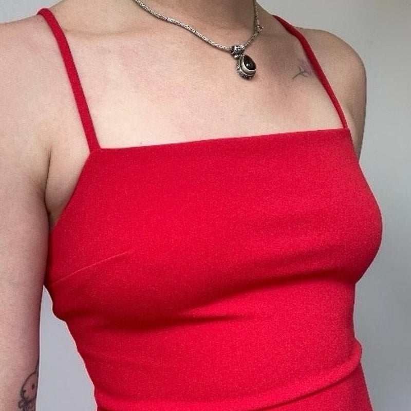 Express Red Bodycon Dress with Side Slit