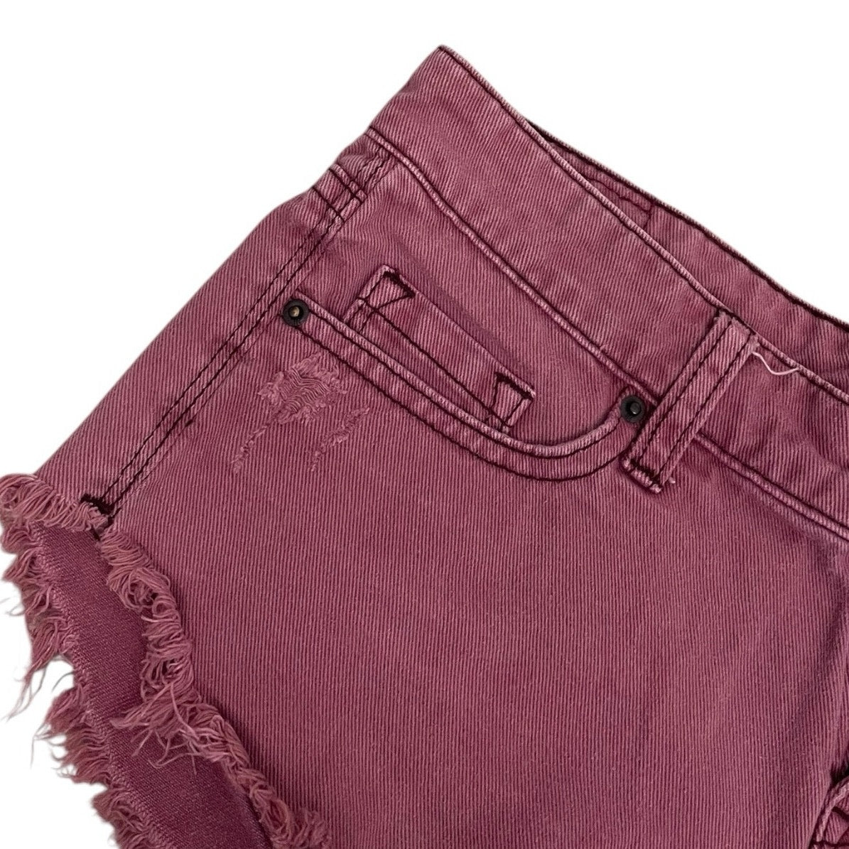 BDG Pink Distressed Low Rise Dolphin Mini Denim Shorts