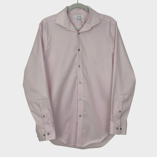Calvin Klein Mens Pink Slim Fit Button Down Dress Shirt