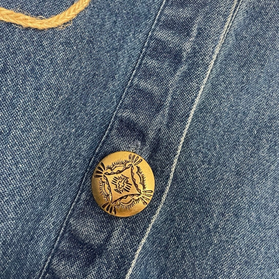 Roaman's Vintage Denim Western Boots Embroidered Button Down Jacket