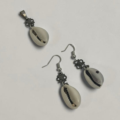 Shell Dangle Earrings & Matching Pendant Set