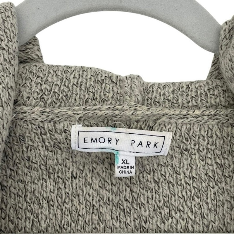 Emory Park Neutral Striped Hooded Knit Cardigan Sweater