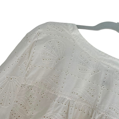 Universal Thread Cream Shell Eyelet Embroidered Puff Sleeve Blouse