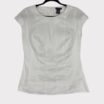 Doncaster White Pleated Short Sleeve Blouse