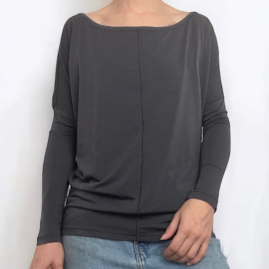 Athleta Soft Grey Long Sleeve Blouse