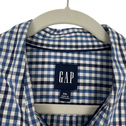 GAP Mens Blue Plaid Short Sleeve Button Down Shirt