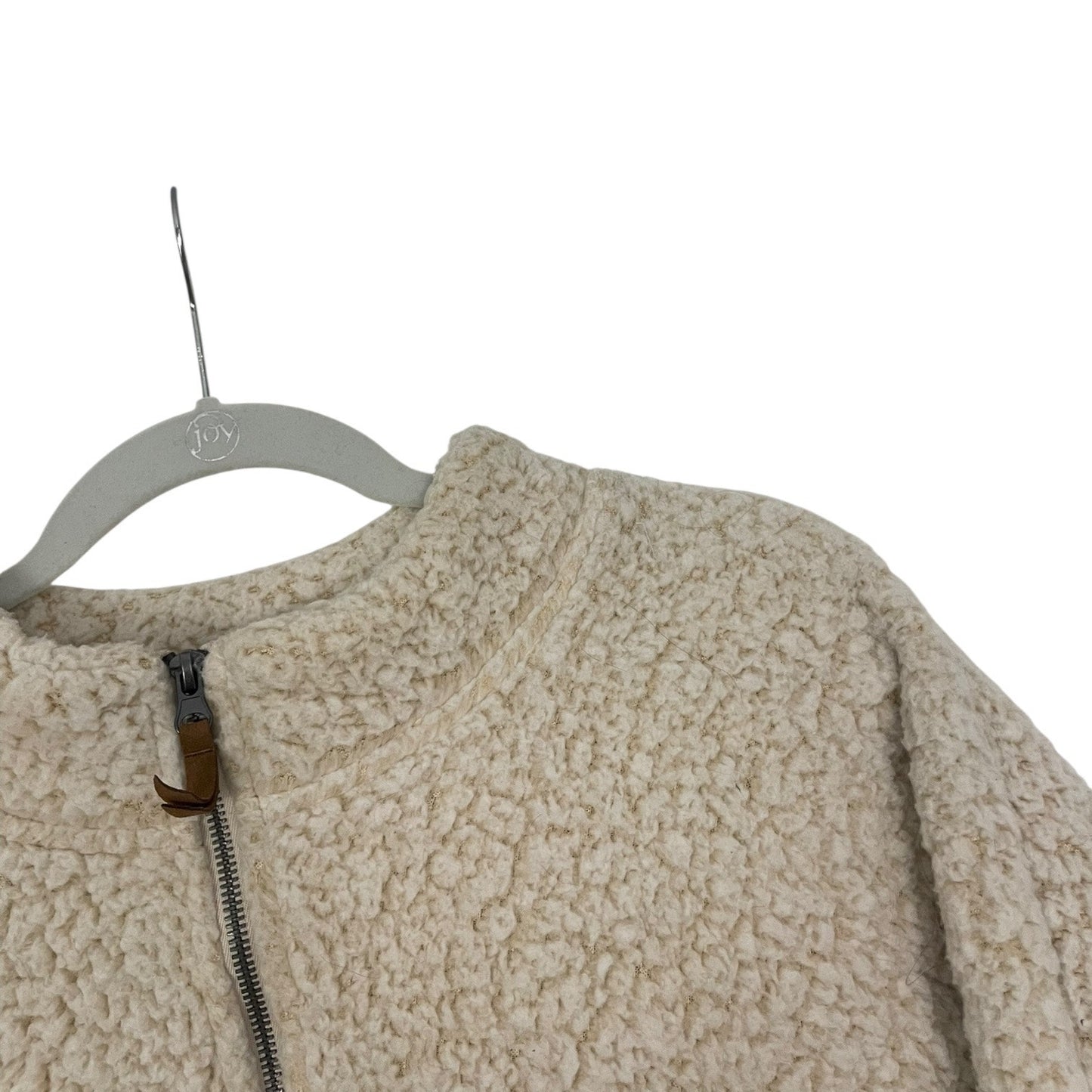 Time and Tru Fluffy Oatmeal Heather Cream Sherpa Teddy Quarter Zip