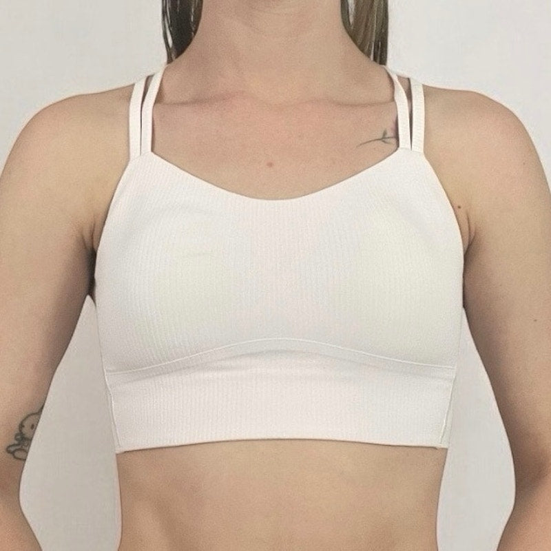 Lululemon Athletica Light Pink Ribbed Padded Strappy Sports Bra