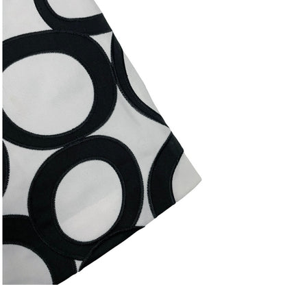 Doncaster Black & White Geometric Circle Print A-Line Skirt
