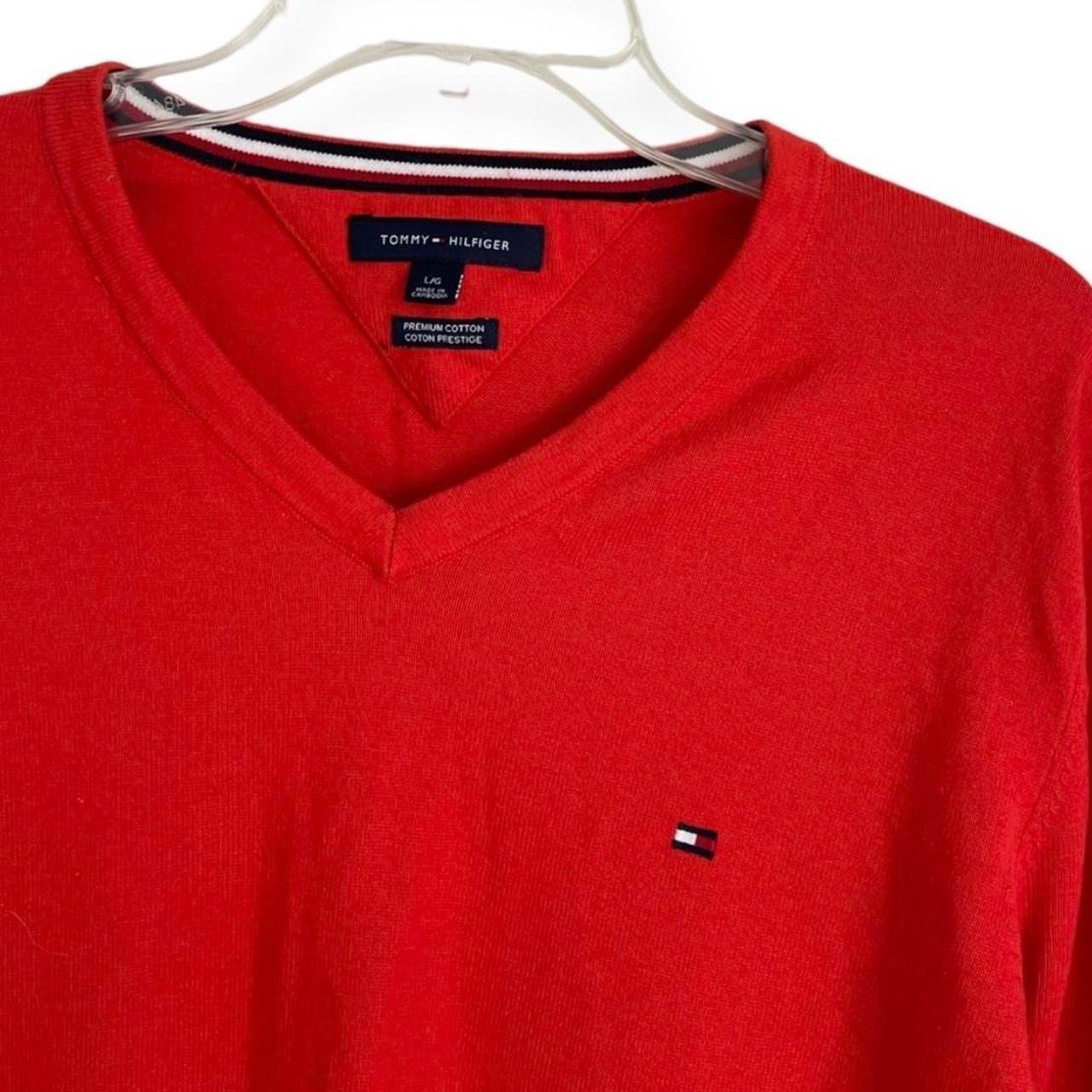 Tommy Hilfiger Vintage Mens Red V-Neck Sweater