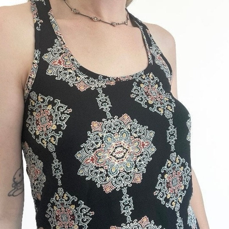 Mossimo Sheer Black Medallion Print Boho Tank Top