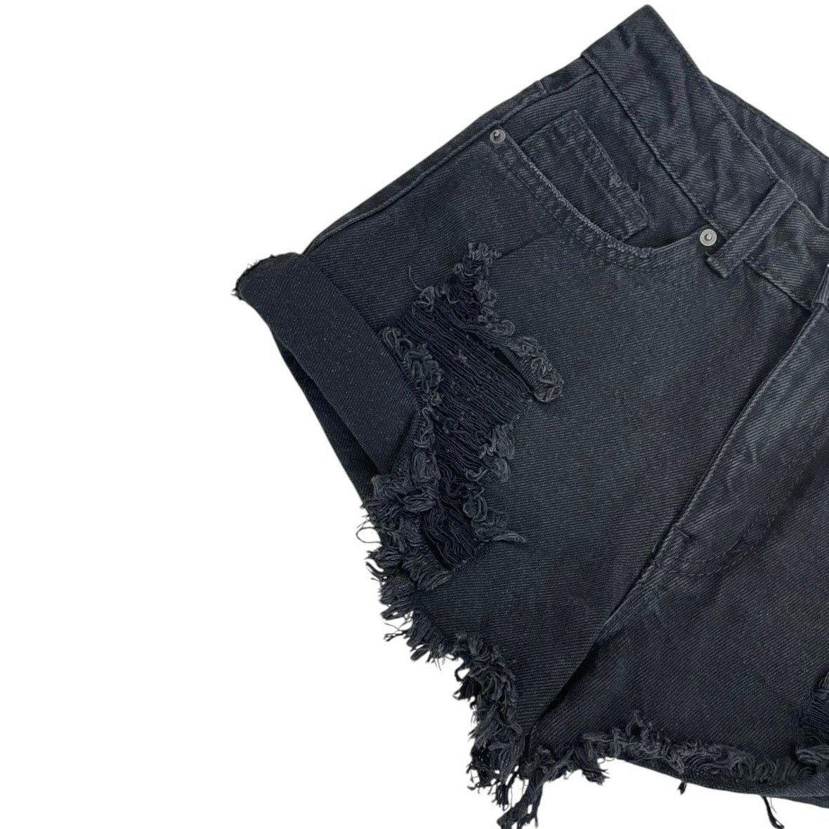 Forever 21 Black Distressed High Rise Mini Denim Jean Shorts